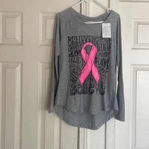 Women’s Breast Cancer Awareness “Believe” baseball tee size M NWT